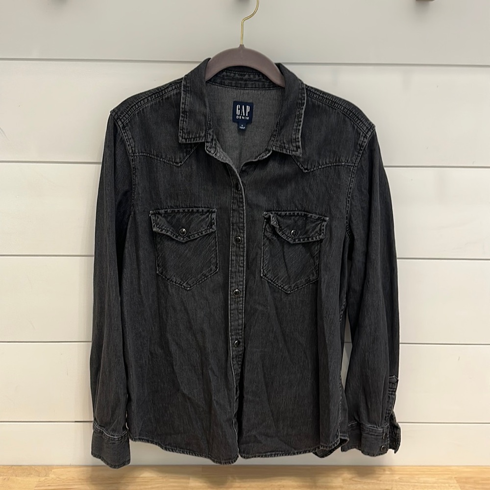 Gap western denim shirt - gray wash - XL